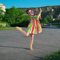 Girl wearing Anaario Watermelon Stripe Dress