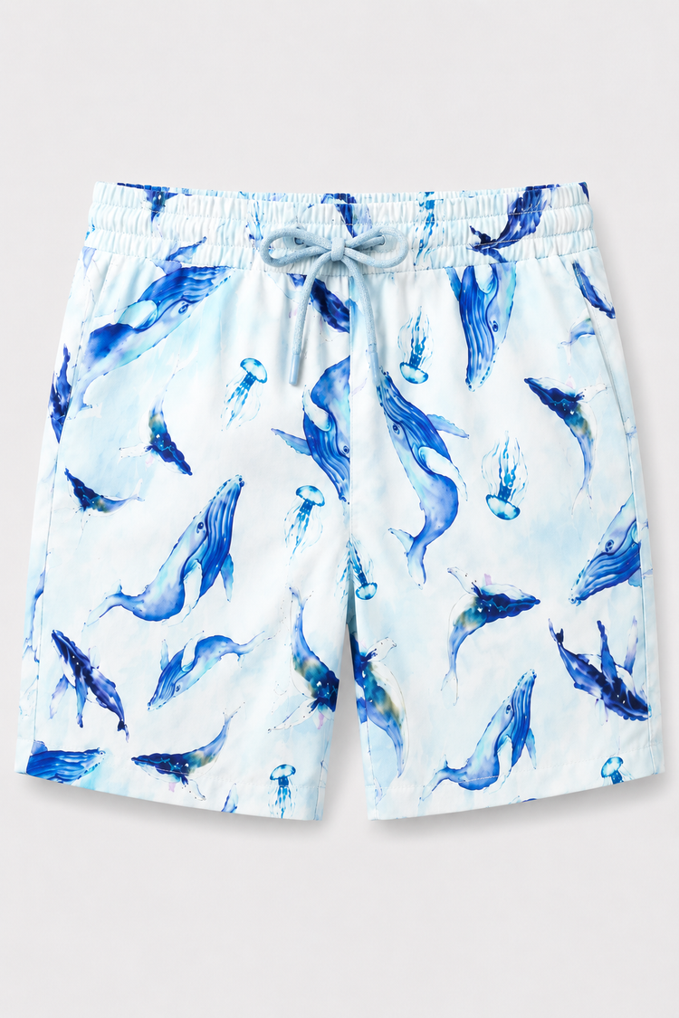 Boy wearing Anaario Whale Ocean Shorts