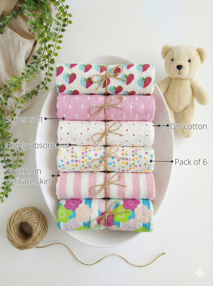 Baby Cotton Napkins (Set of 6) features