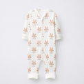 Woodland Bunny bamboo cotton baby sleepsuit — two-way zip romper onesie
