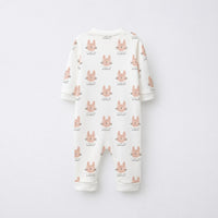 Woodland Bunny bamboo cotton baby sleepsuit — footed zip-front sleepsuit, onesie romper