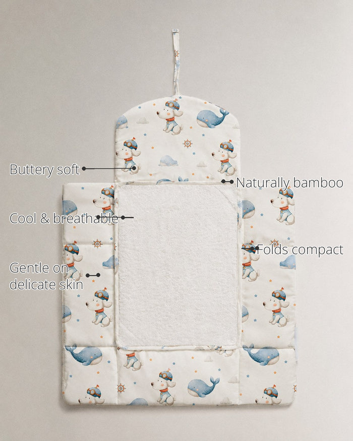 Puppy & Whale Bamboo Baby Changing Mat features