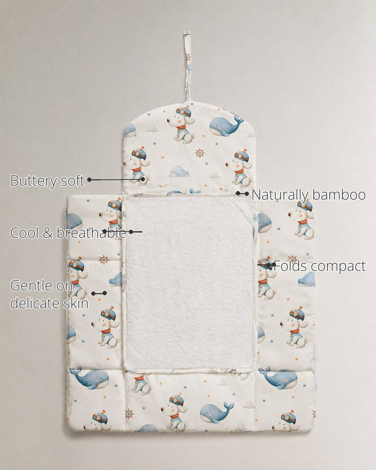 Puppy & Whale Bamboo Baby Changing Mat features