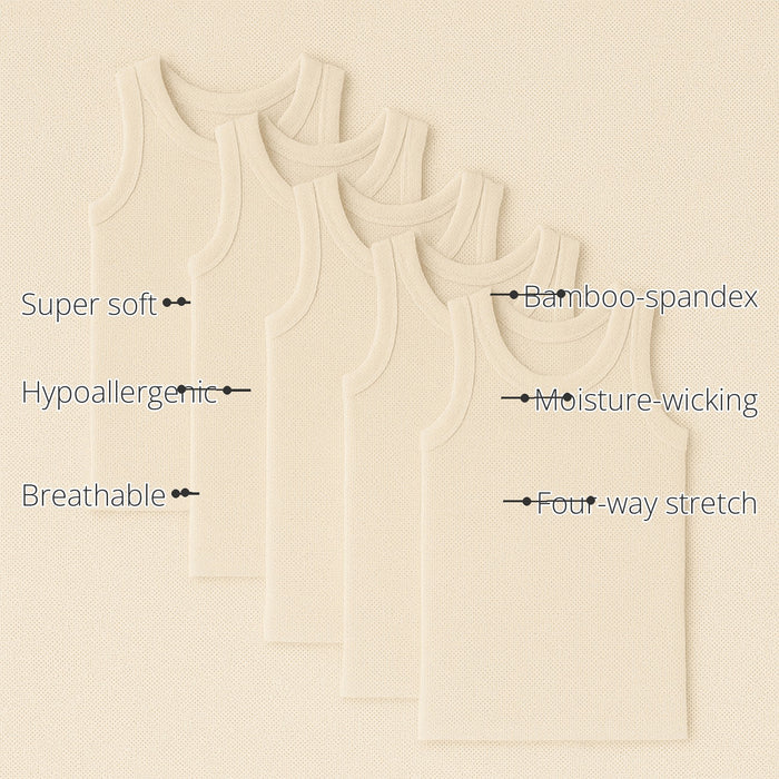 Boys Sleeveless Bamboo Vest (Pack of 5) features