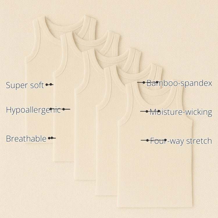 Boys Sleeveless Bamboo Vest (Pack of 5) features