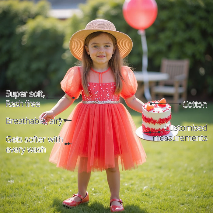 The Coral Blossom Princess Girls' Dress features