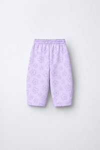 Lavender Flowers Hooded Barrel Pant Set flat lay by Anaario