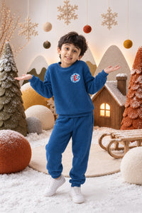 Cobalt Blue Varsity Fleece Set for kids by Anaario – winter fleecewear