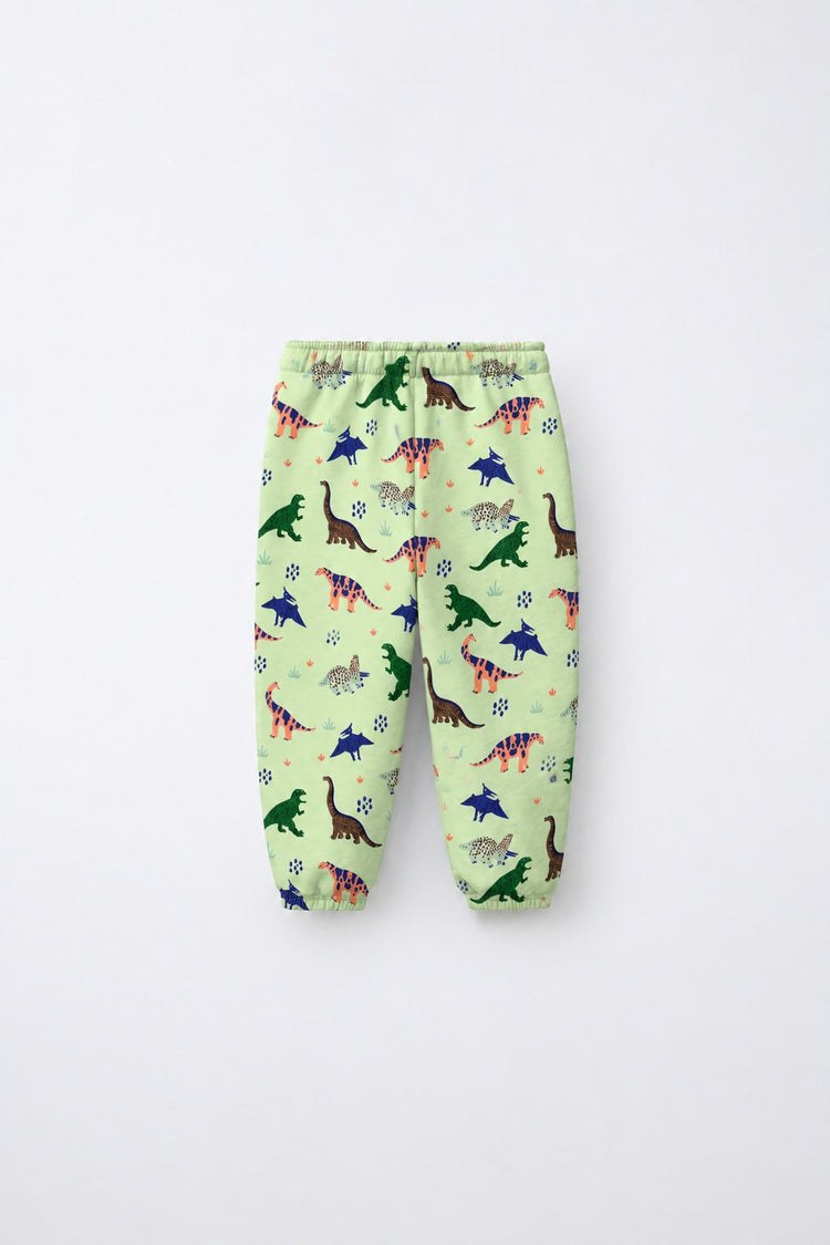 Green Dinosaur Hooded Jogger Set flat lay by Anaario