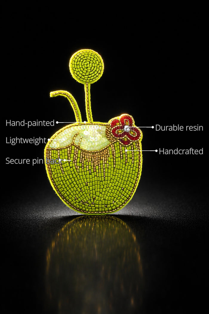 Coconut brooch features