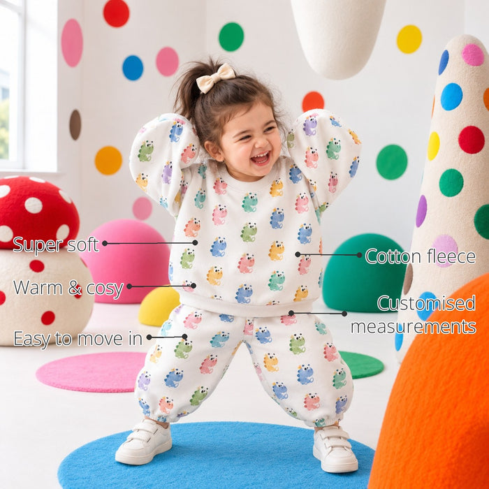 Multi Pastel Dinosaur Girls' Barrel Pant Set features