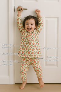 Cream Floral Girls' Cotton Co-ord Set features