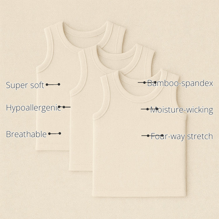 Baby Sleeveless Bamboo Vest (Pack of 3) features