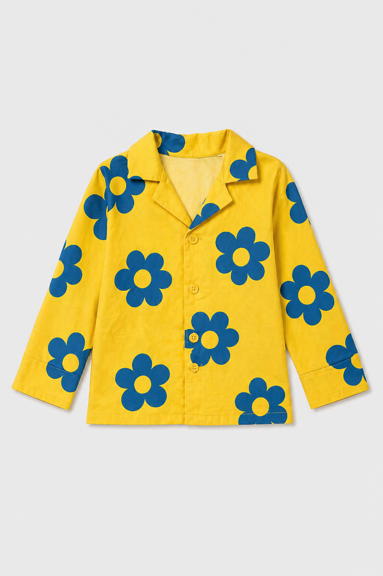Girl wearing Anaario Yellow Blue Flower Night Wear