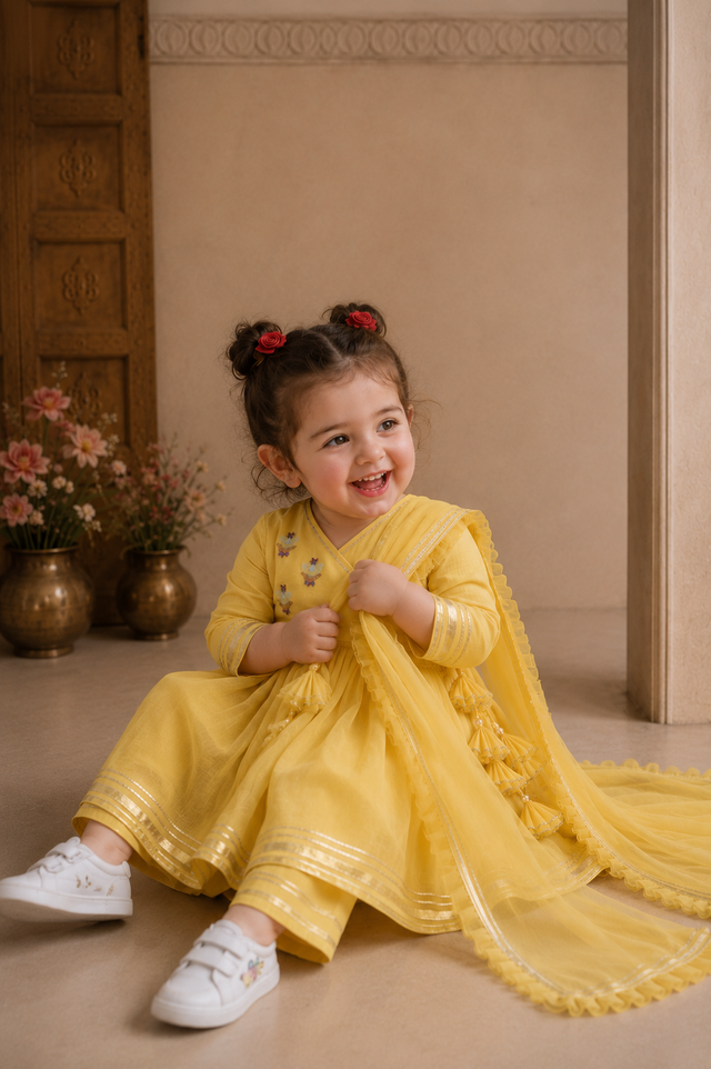 Indian Yellow Duck Angrakha Set - Anaario - Image 1