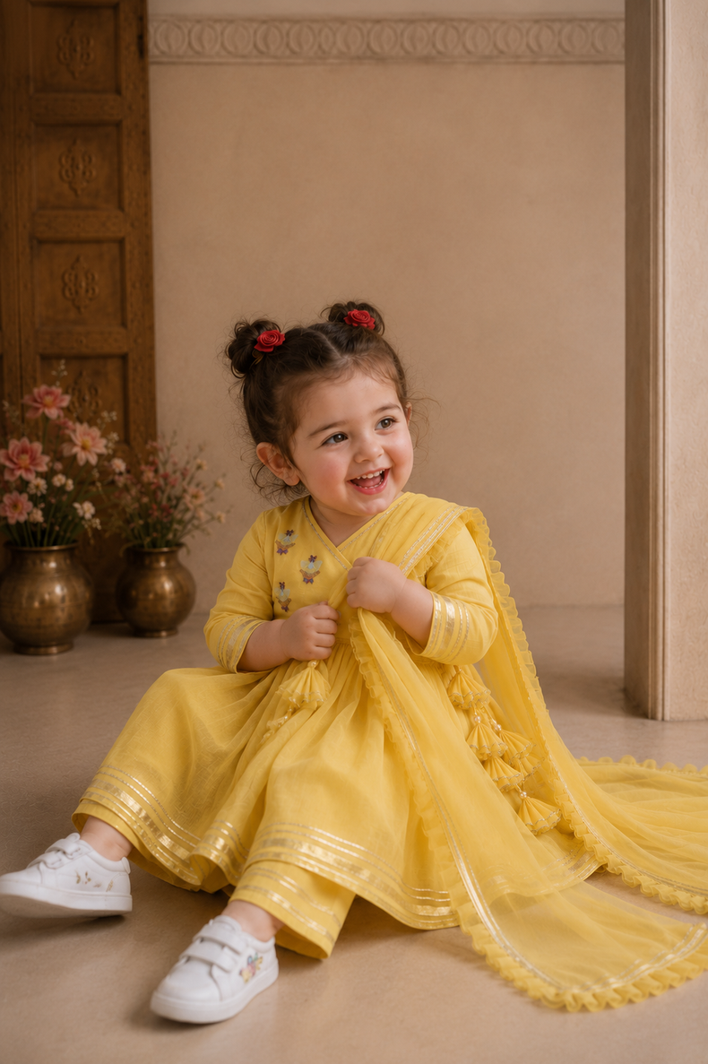 Indian Yellow Duck Angrakha Set - Anaario - Image 1