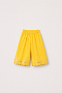 Anaario Yellow Duck Angrakha Set, yellow palazzo pants flat lay with gold trim