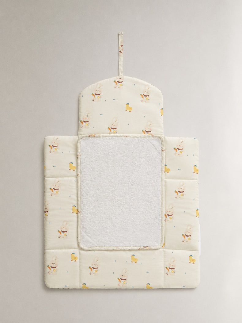 Yellow Duck bamboo baby changing mat — yellow duck print, soft bamboo cotton