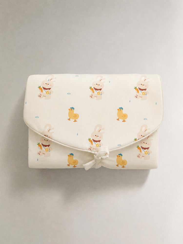 Yellow Duck bamboo baby changing mat — yellow duck print, soft bamboo cotton