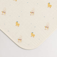 Yellow Duck bamboo baby quilt — yellow duck print, soft bamboo cotton