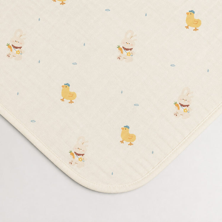 Yellow Duck bamboo baby quilt — yellow duck print, soft bamboo cotton