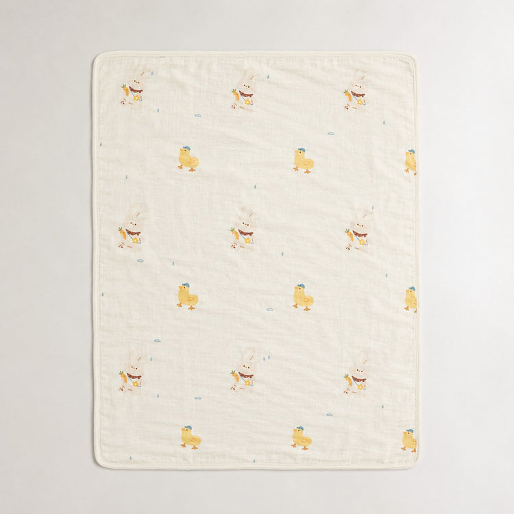 Yellow Duck bamboo baby quilt — yellow duck print, soft bamboo cotton