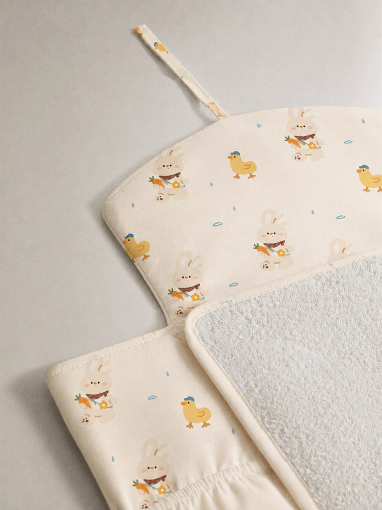 Yellow Duck bamboo baby changing mat — yellow duck print, soft bamboo cotton