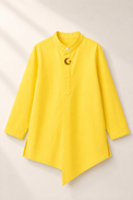 Yellow moon and star asymmetrical kurta by Anaario - detail