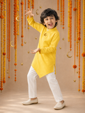 Yellow moon and star asymmetrical kurta by Anaario - motif detail