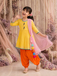 Indian Yellow Parrot Patiala Salwar Set - Anaario - Image 11