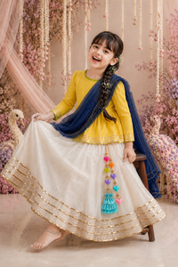 Indian Yellow Peplum Lehenga Set - Anaario - Image 10