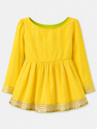 Indian Yellow Peplum Lehenga Set - Anaario - Image 4