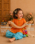 Orange Bunny Girls' Patiala Salwar Set features