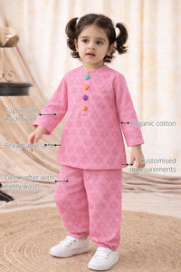 Pink Girls' Cotton Co-ord Set features