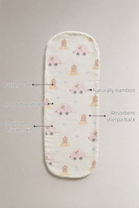 Pink Teddy Bamboo Baby Burp Cloth features