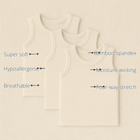 Boys Sleeveless Bamboo Vest (Pack of 3) features