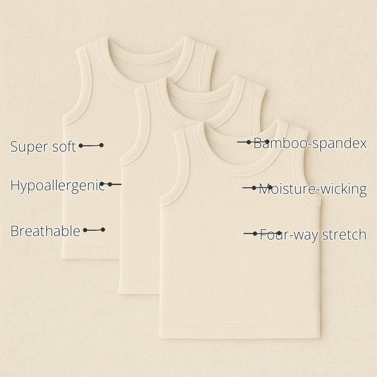 Boys Sleeveless Bamboo Vest (Pack of 3) features