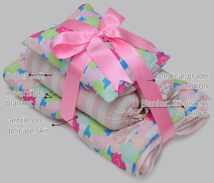 Snuggles and Cuddles Baby Blanket Gift Bundle (Neon and pastel florals - Pink) features