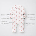 Pink Dino Bamboo Baby Sleepsuit – Zip Romper Onesie features