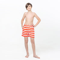 Multicolored Splashes and Cherries, Red Stripes Reversible Flipout Shorts