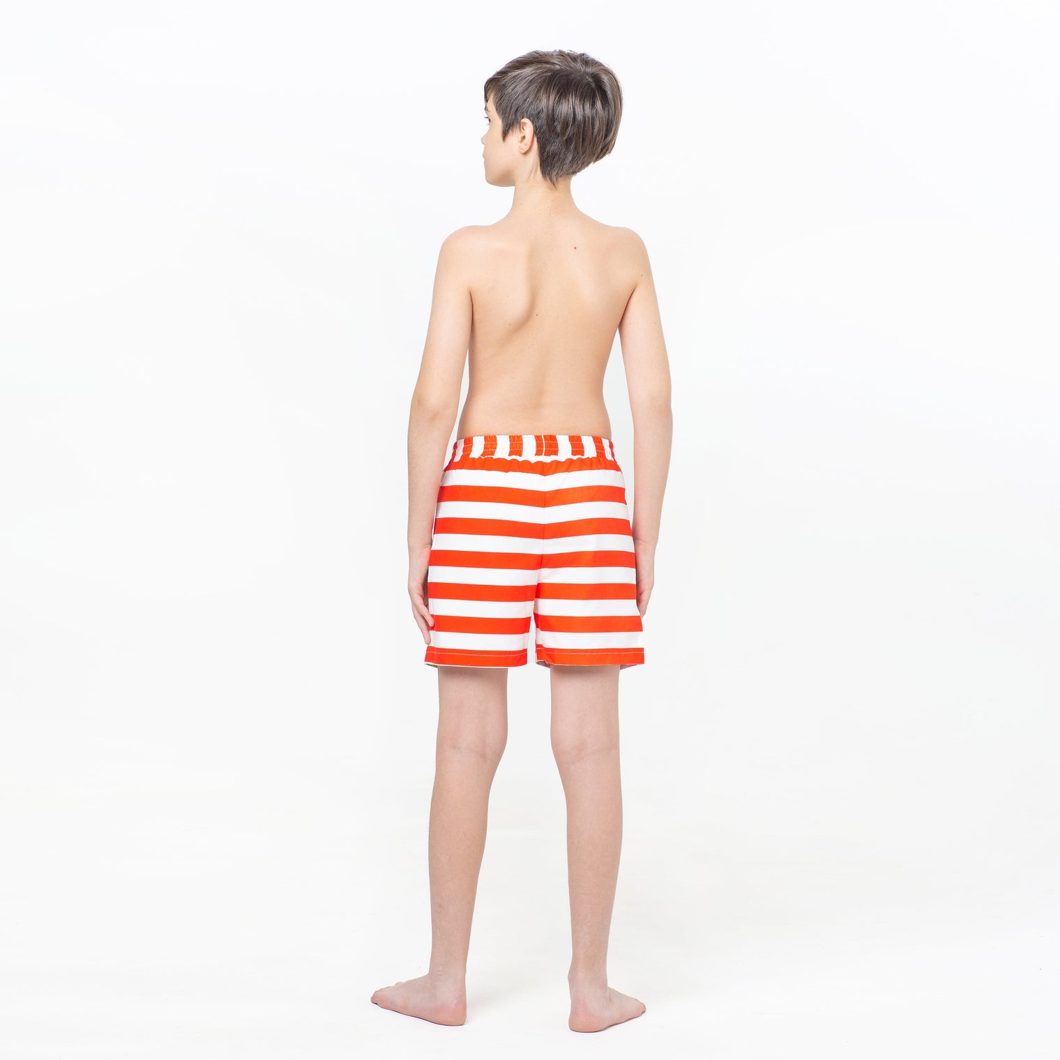 Multicolored Splashes and Cherries, Red Stripes Reversible Flipout Shorts