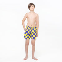 Striped Hot Air Balloons, Yellow and Blue Squares Reversible Flipout Shorts