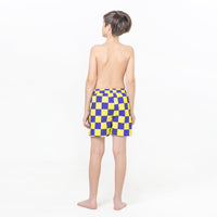 Striped Hot Air Balloons, Yellow and Blue Squares Reversible Flipout Shorts