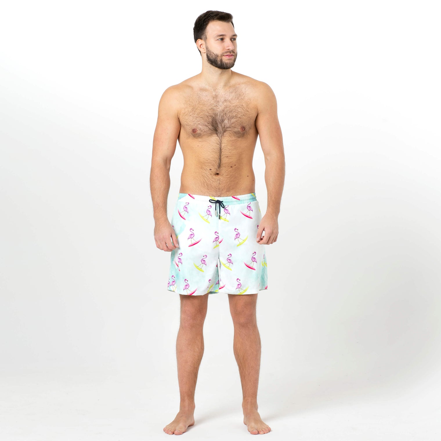 Flamingos Surf Up Fun in the Sun Shorts