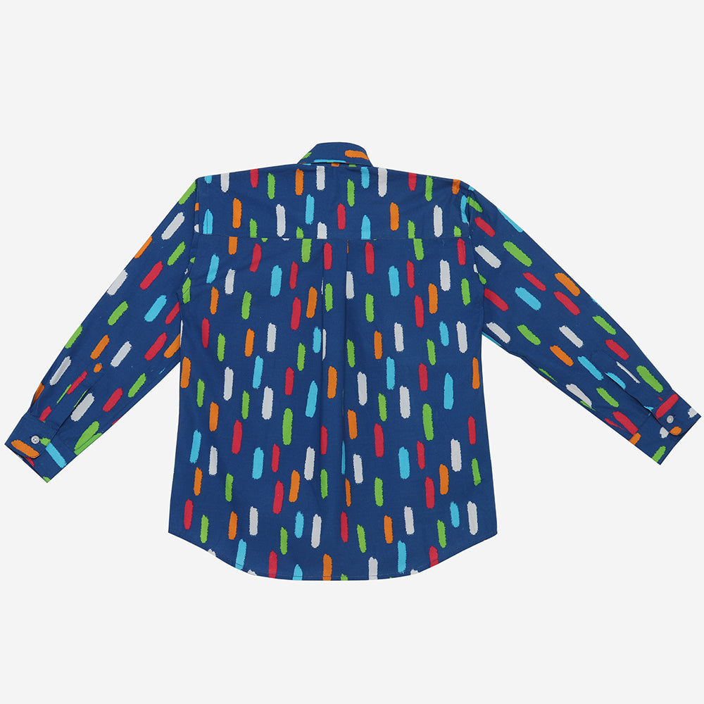 Navy and Multi-Coloured Splash- Classique Shirt