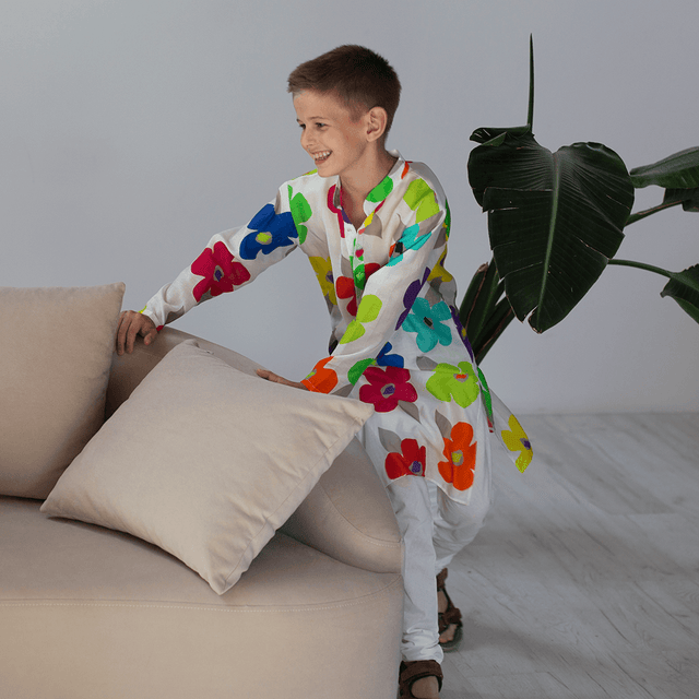 Imperial Kurta and Pajama Set - Multi-coloured lily