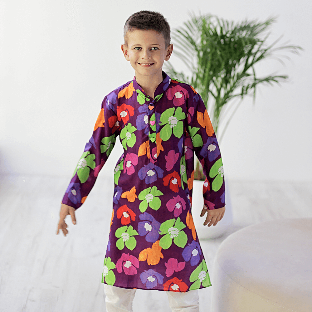 Imperial Kurta and Pajama Set - Purple peony