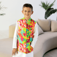 Maharaja Waistcoat - Lime green swirls