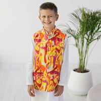 Maharaja Waistcoat - Yellow orange splashes