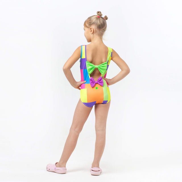 Multicolored Squares Sandy Toes Maillots (Ocean Breeze)